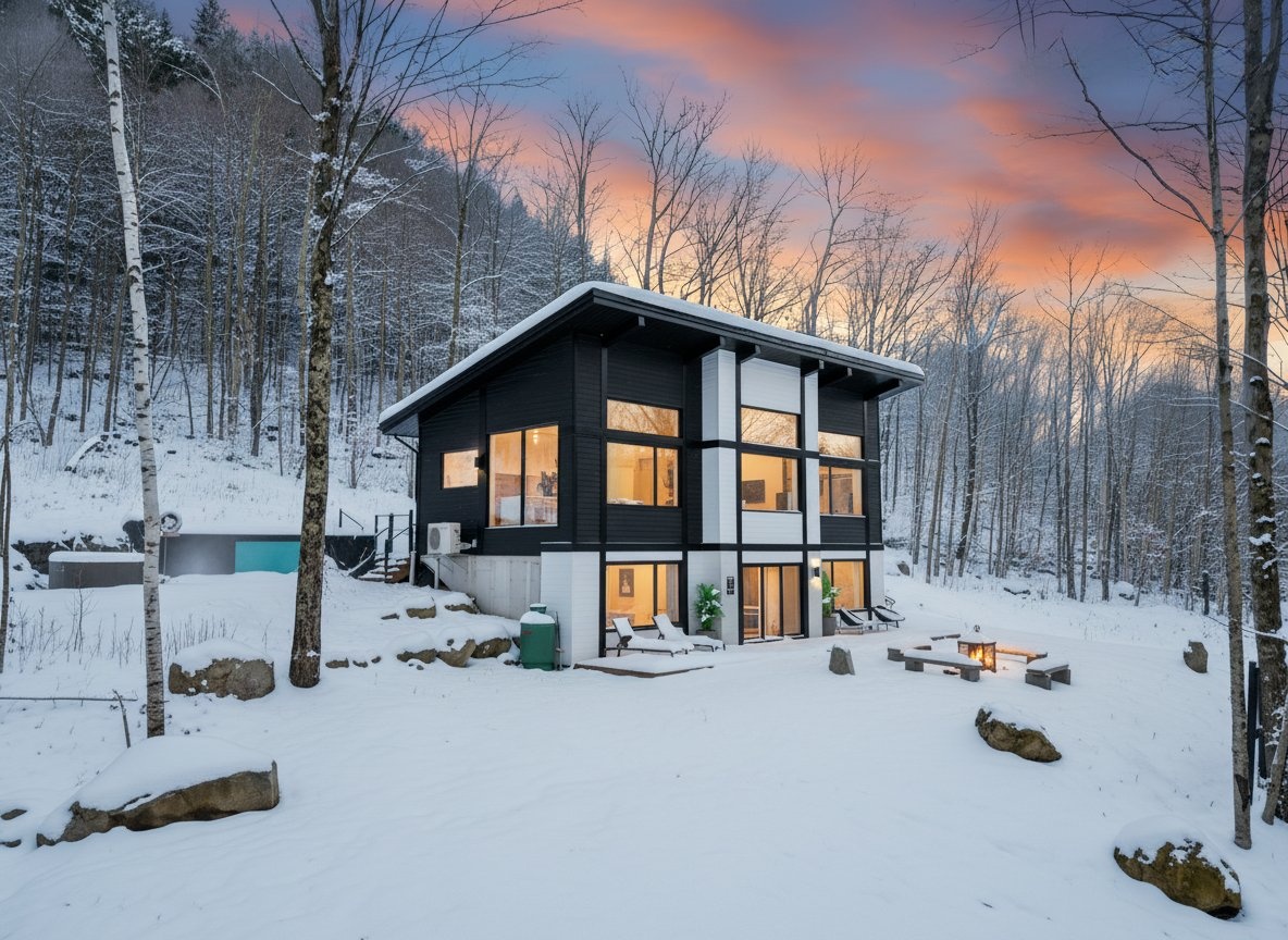 Property 01 — 370 Mont-Laurentides exterior at golden hour